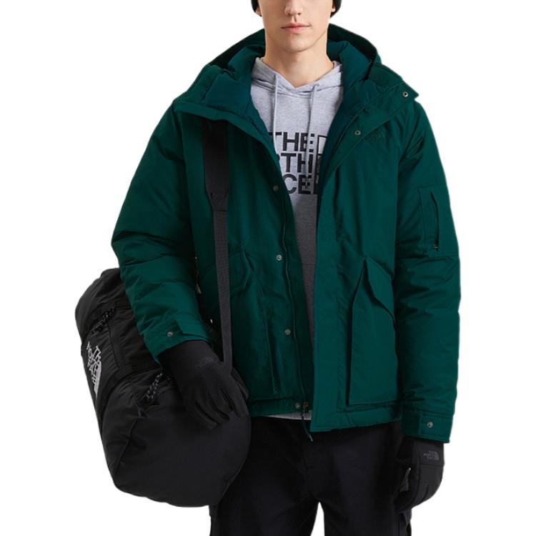 Shop THE NORTH FACE  Green Waterproof Hooded Down Jacket with Logo & Zip Pockets NF0A7QT6-D7V