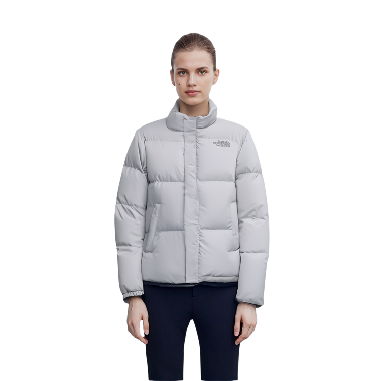 TNF  Grey Puffer Jacket with Logo Print and Stand Collar. NJ3NN52K 圖 6