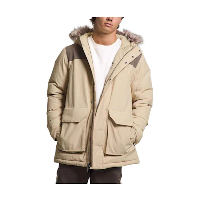 TNF Khaki Colorblock Hooded Waterproof Windproof Parka. NF0A7UWR-3X4