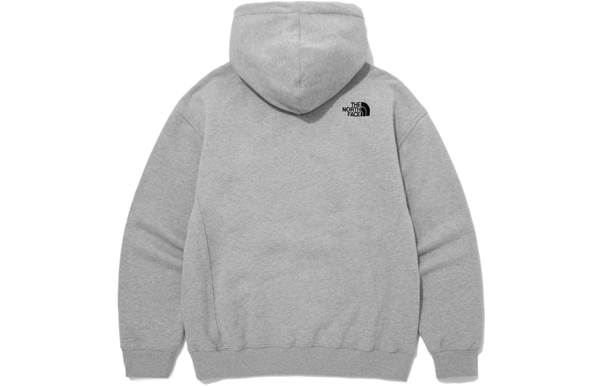 Lookbook 北面 Logo印花灰色長袖連帽休閒衛衣 NM5PQ03A