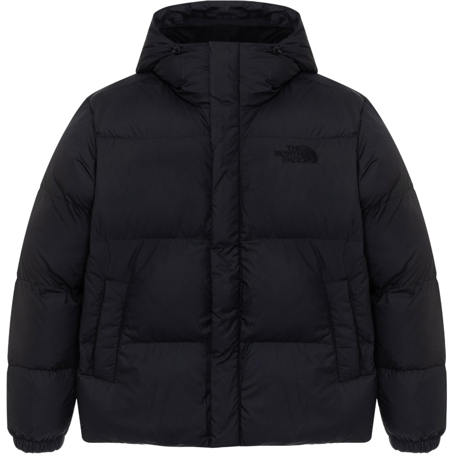 The North Face  Solid Logo Embroidered Hooded Zip Cotton Jacket - Black NJ3NQ50J