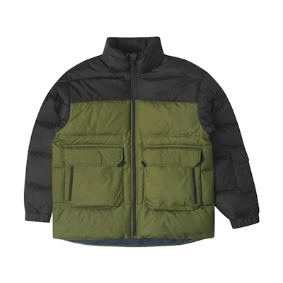 TNF Urban Exploration Green Puffer Down Jacket with Stand Collar. NF0A89TA-TKO
