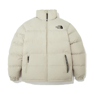 TNF Winter Puffer Jacket Beige with Logo and Zipper Design. NJ1DN61L