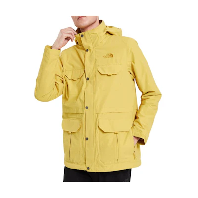 TNF Yellow Waterproof Hooded Outdoor Jacket with Multiple Pockets. NF0A4979-ZBJ