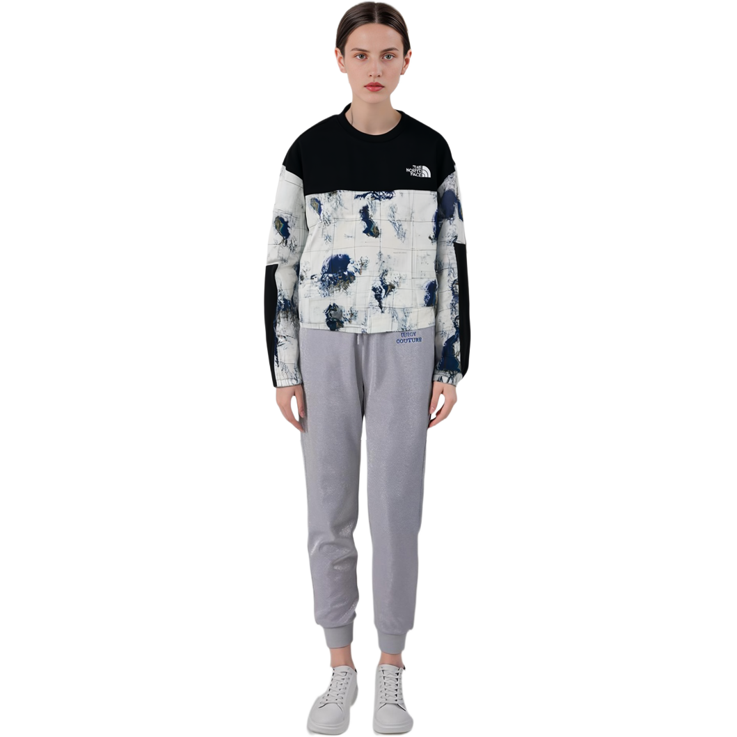 Cheap The North Face Albany 刺繡LOGO拼色圓領運動衫 藍色 男女款 NM5MN04N