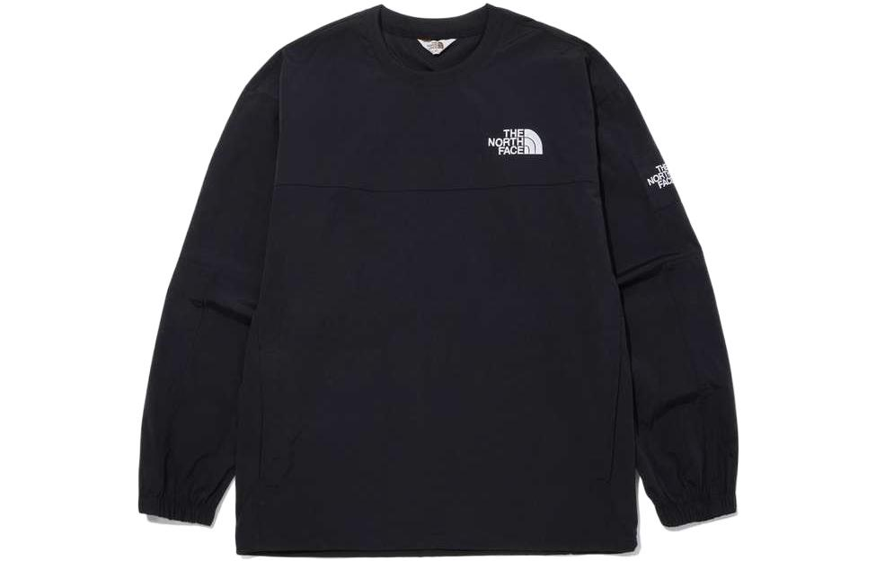 TNF Albany Crewneck Logo Embroidered Sweatshirt Unisex Black NM5MN04J