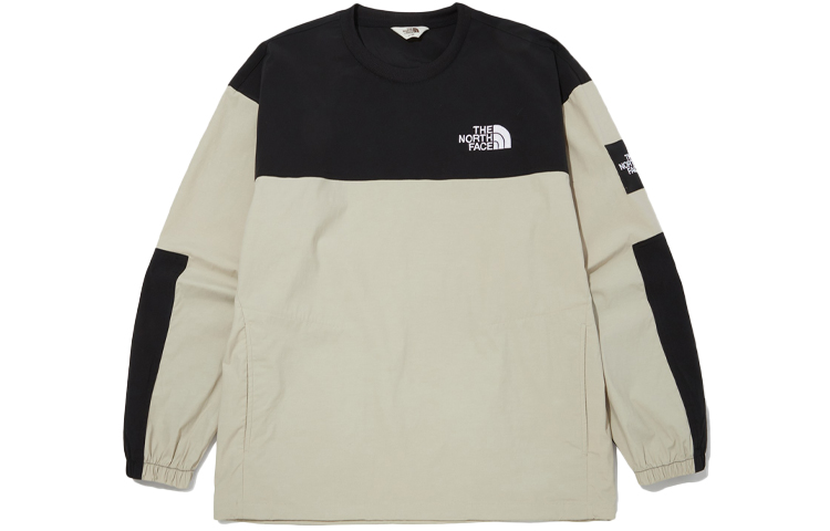 The North Face Albany Crewneck Sweatshirt Unisex Embroidered Logo Beige Retro Style NM5MN04L