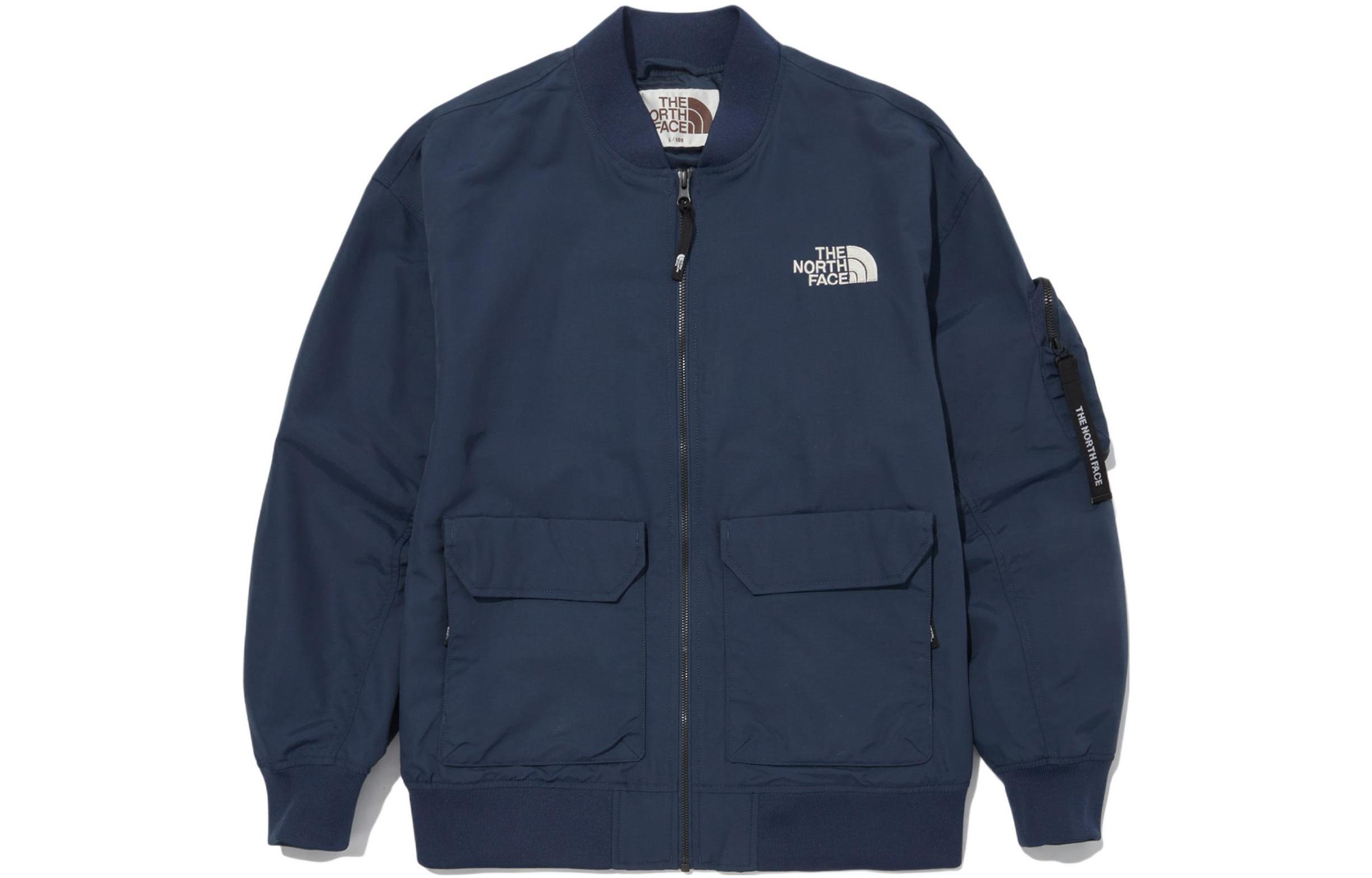 TNF All-Round Bomber Blue Jacket - Logo Casual Fall Outerwear NJ3BN02L