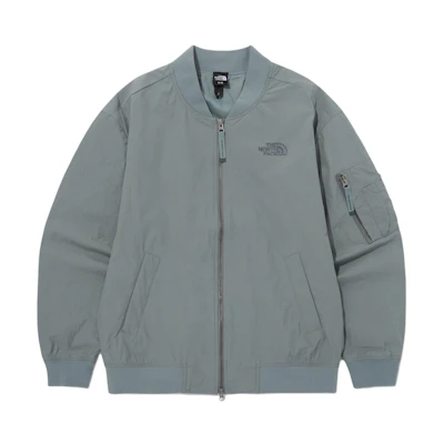 TNF All Round Bomber Jacket Smoke Blue with Logo Embroidery. NJ3BQ08B