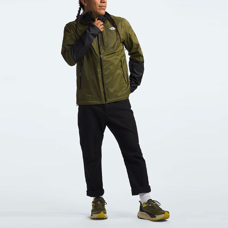 Lookbook 北面Alta Vista拼色防水防风夹克 橄榄绿/黑色 NF0A7QAW-RMO