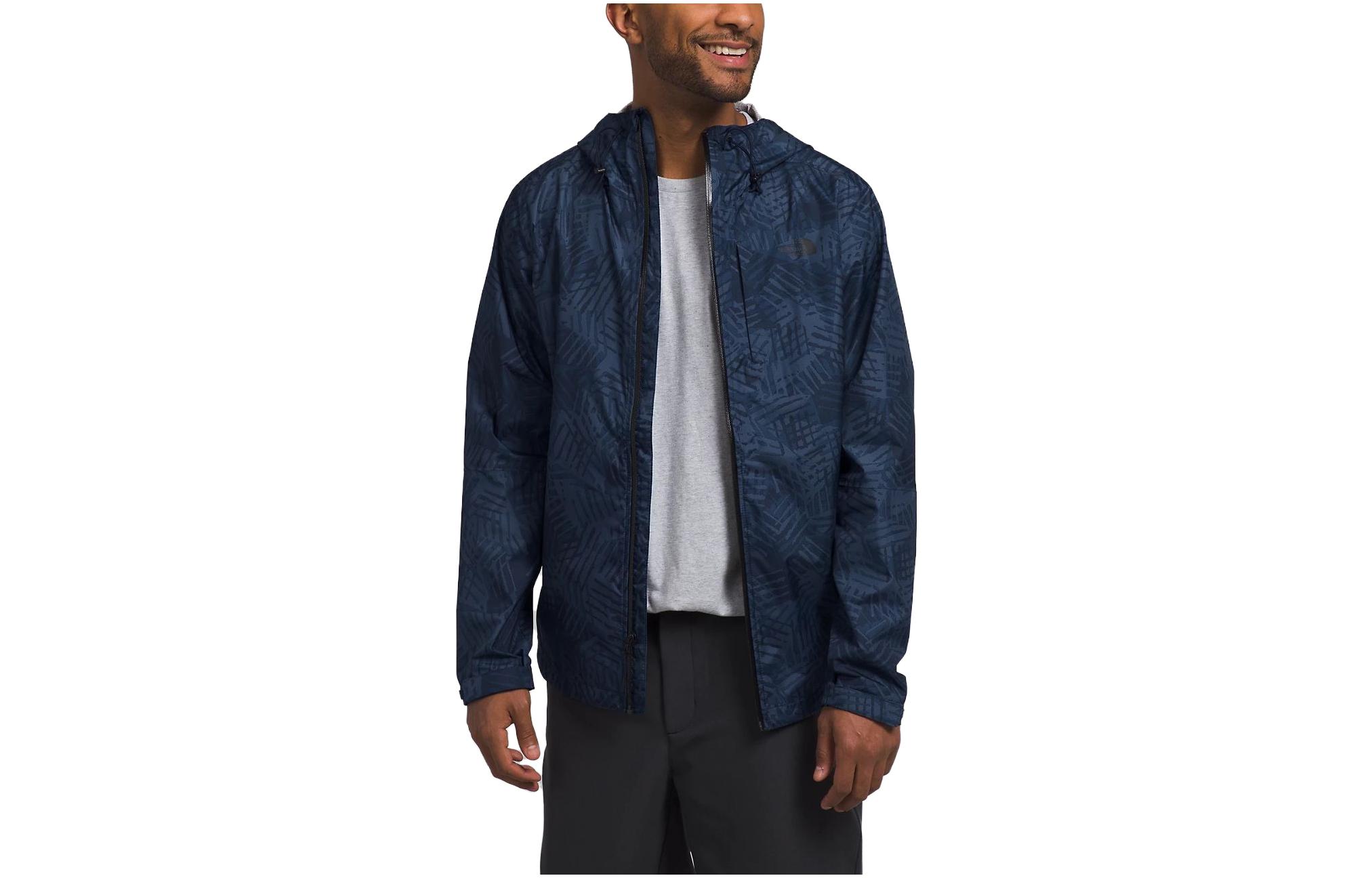 TNF Alta Vista Printed Waterproof Windbreaker Jacket Navy Blue Men NF0A7QAW-OQ5 圖 2
