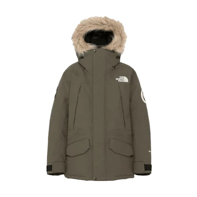 TNF Antarctic Series Logo Print Hooded Down Jacket Khaki ND92342-NT