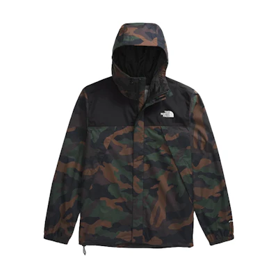 TNF Antora Black Camo Logo Embroidered Outdoor Hooded Jacket NF0A7QEY-5IV