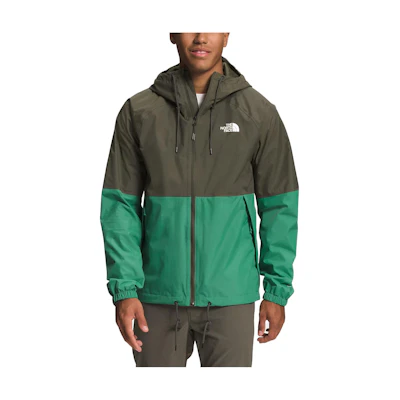 TNF Antora Waterproof Colorblock Logo Hooded Jacket Grey Green Men NF0A7QF3-RV3