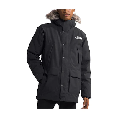 TNF Arctic Parka in Gray/Black with Detachable Fur Trim NF0A84JQ-0C5