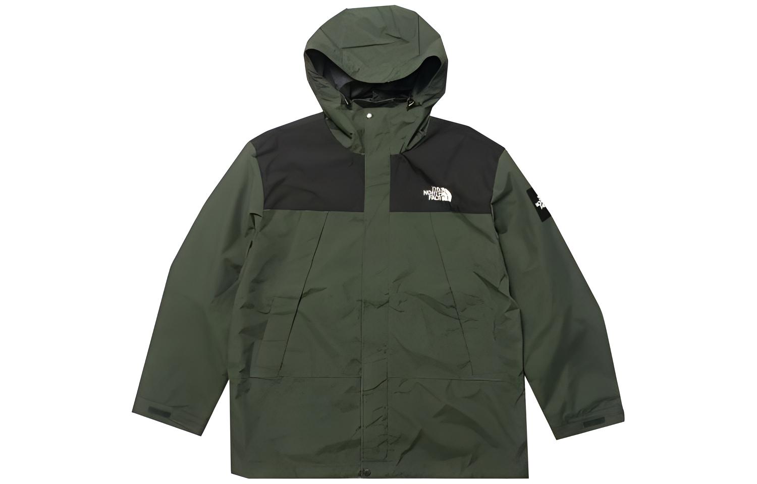 TNF Army Green Hooded Colorblock Jacket with Sleeve Patch NI4HM50Q
