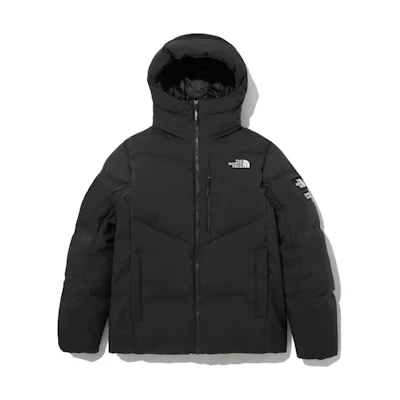 TNF Aspen Logo Black Quilted Down Jacket with Hood & Pockets - Men NJ2DN65A
