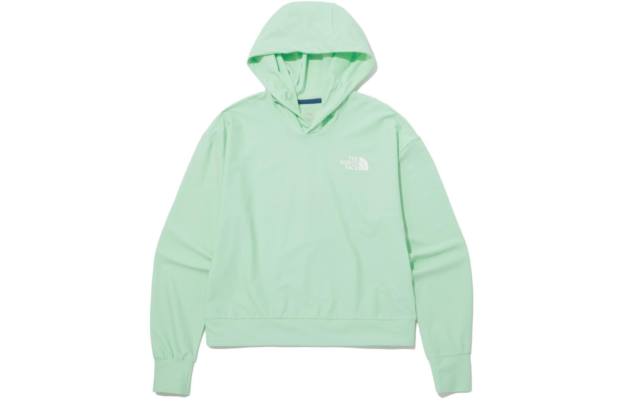 TNF Back Letter Logo Print Hoodie Green Unisex Long Sleeve NM5PP05D