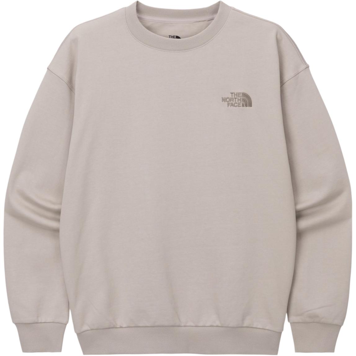 TNF Beige Crewneck Pullover Sweatshirt Loose Fit Long Sleeve NM5MQ54L