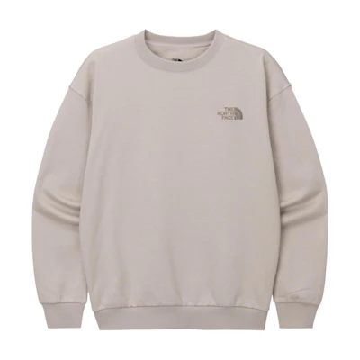 TNF Beige Crewneck Pullover Sweatshirt Loose Fit Long Sleeve NM5MQ54L