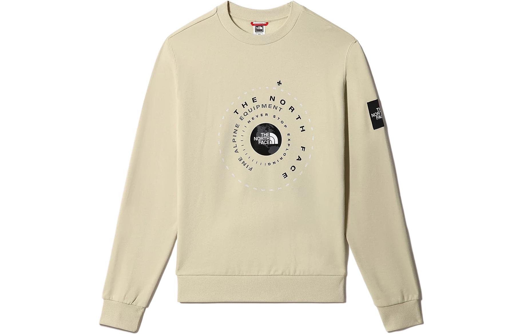 TNF Beige Crewneck Sweatshirt with Circular Logo Print for Men NF0A7R2M-3X4