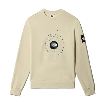 TNF Beige Crewneck Sweatshirt with Circular Logo Print for Men NF0A7R2M-3X4