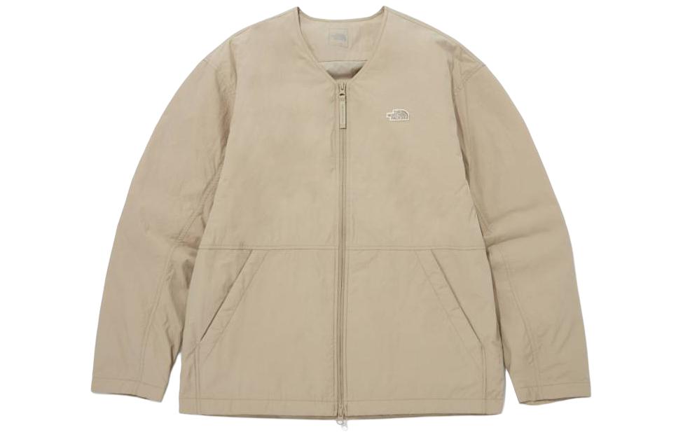 TNF Beige Logo Crewneck Long-Sleeve Cotton Sweater Unisex Relaxed Fit NJ3NQ00B