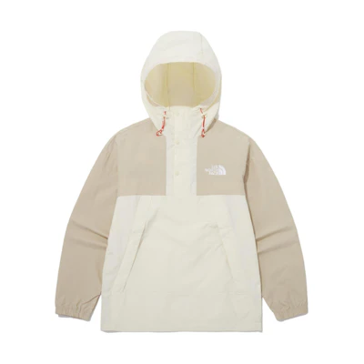 TNF Beige Logo Print Embroidered Zip Hoodie Jacket Unisex NA3BQ05C