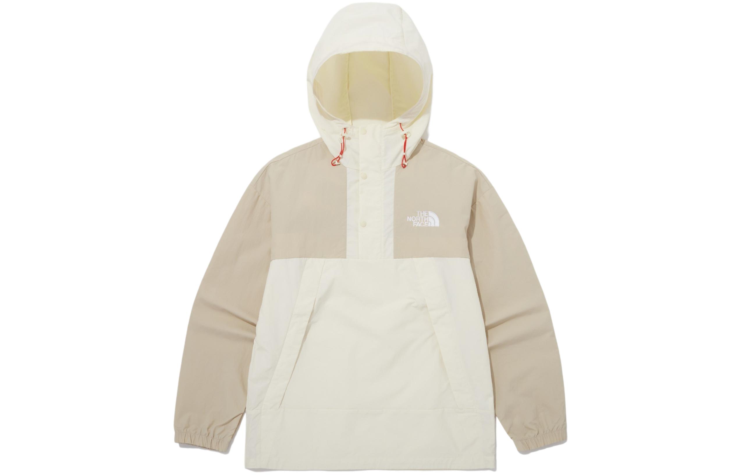 TNF Beige Logo Print Embroidered Zip Hoodie Jacket Unisex NA3BQ05C 圖 2