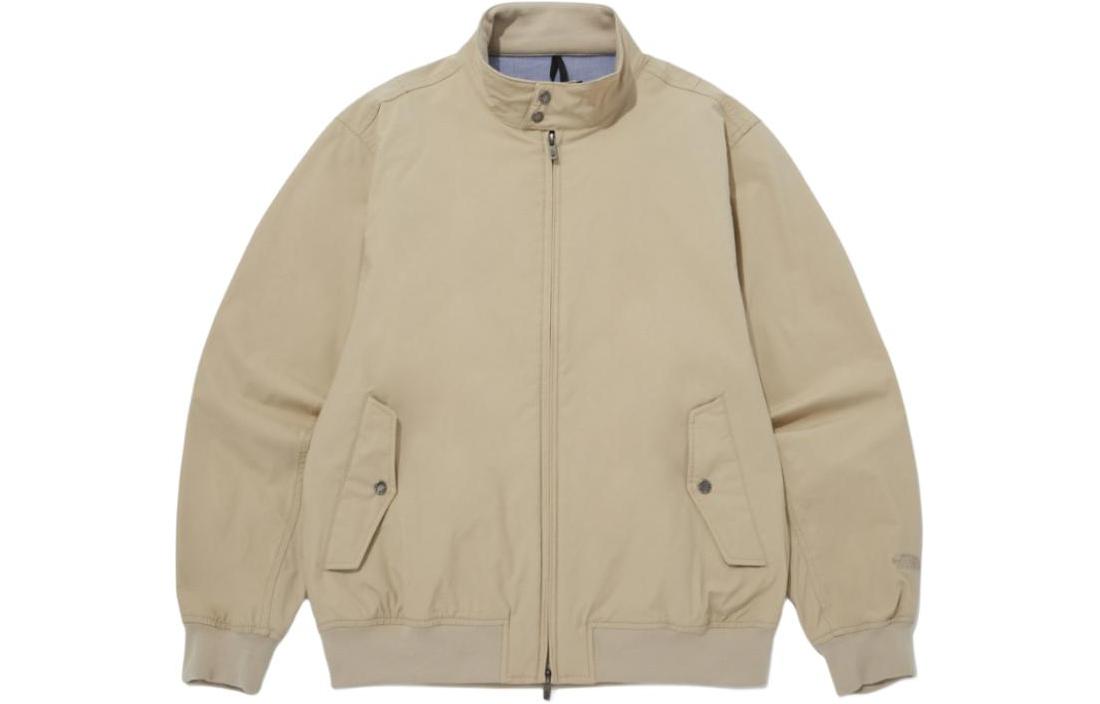 TNF Beige Logo Print Zip-Up Jacket Unisex Long Sleeve Outerwear NJ3BQ07B