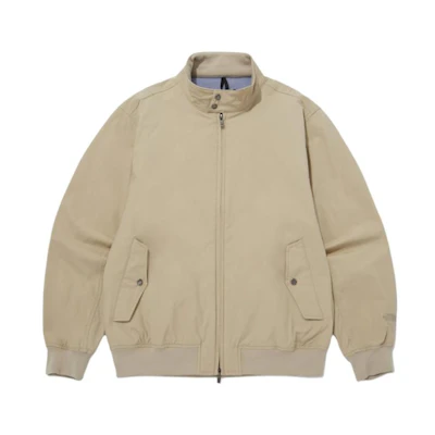TNF Beige Logo Print Zip-Up Jacket Unisex Long Sleeve Outerwear NJ3BQ07B