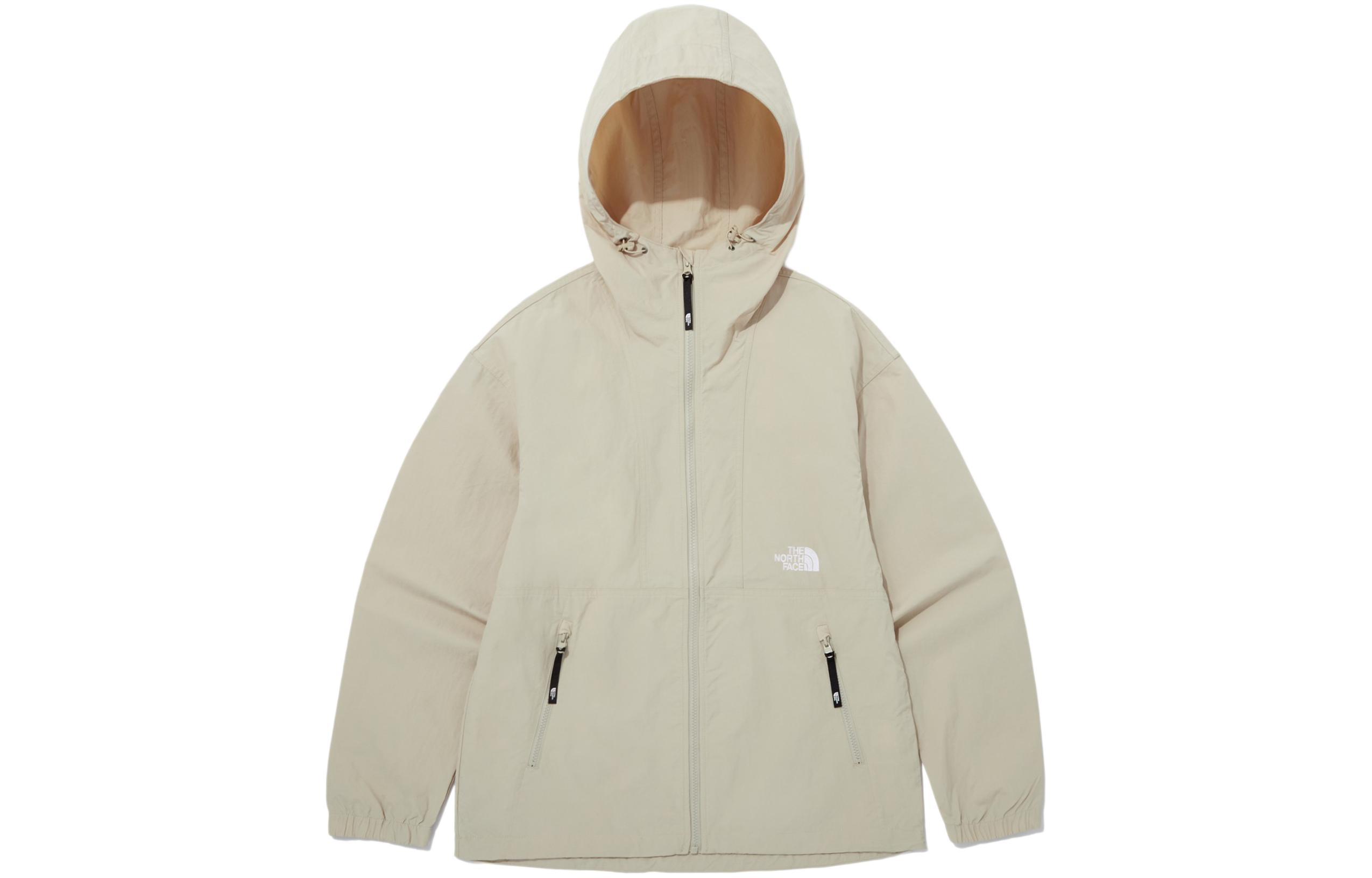 TNF Beige Logo Zip-Up Hooded Jacket NJ3BQ01B