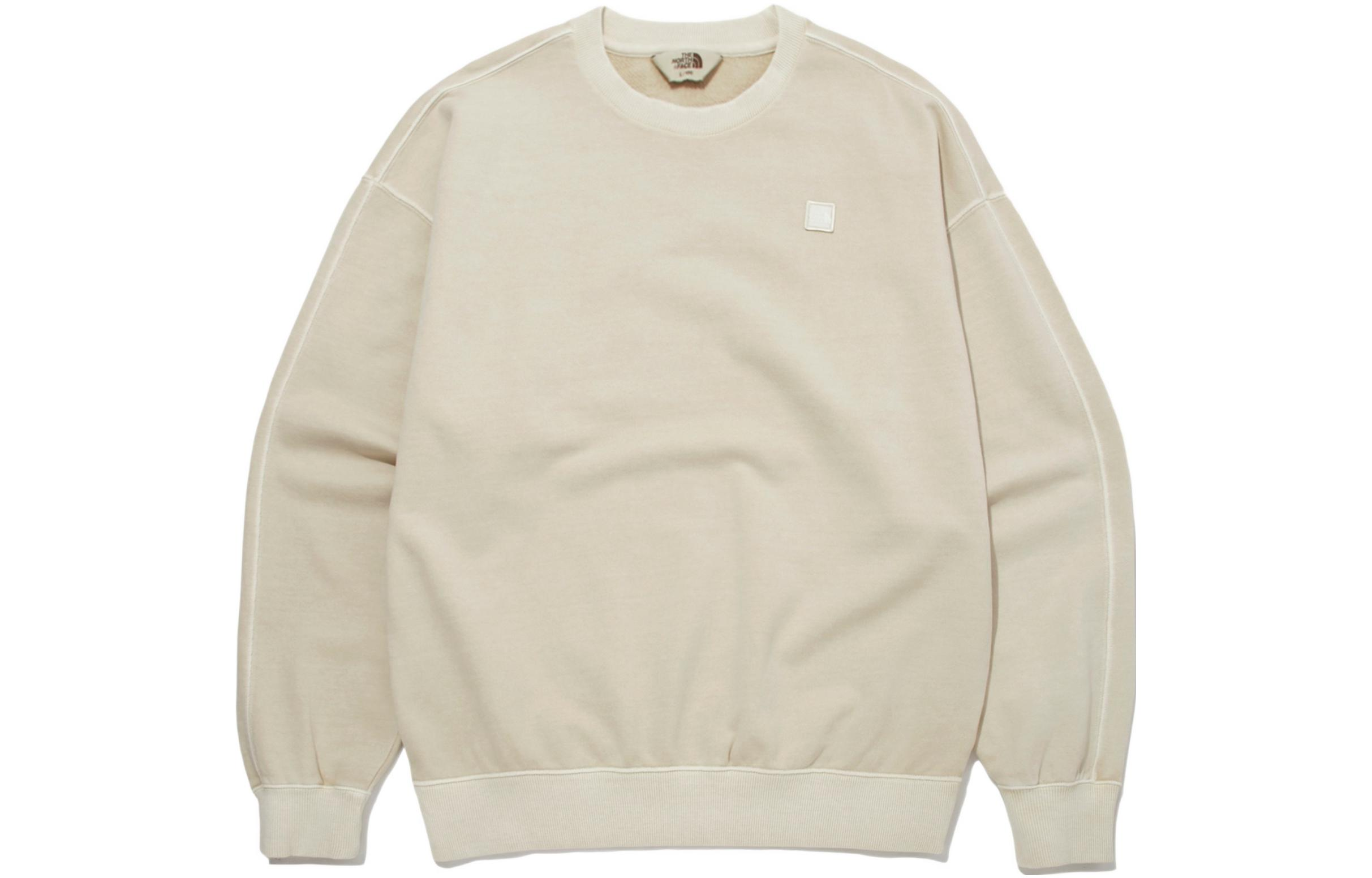 TNF Beige Pullover Crewneck Sweatshirt with Logo Print - Casual NM5MM52K