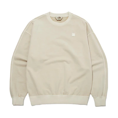 TNF Beige Pullover Crewneck Sweatshirt with Logo Print - Casual NM5MM52K