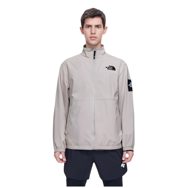 TNF Beige Solid Color Logo Print Zip-Up Jacket Unisex NJ3BP03K 圖 6