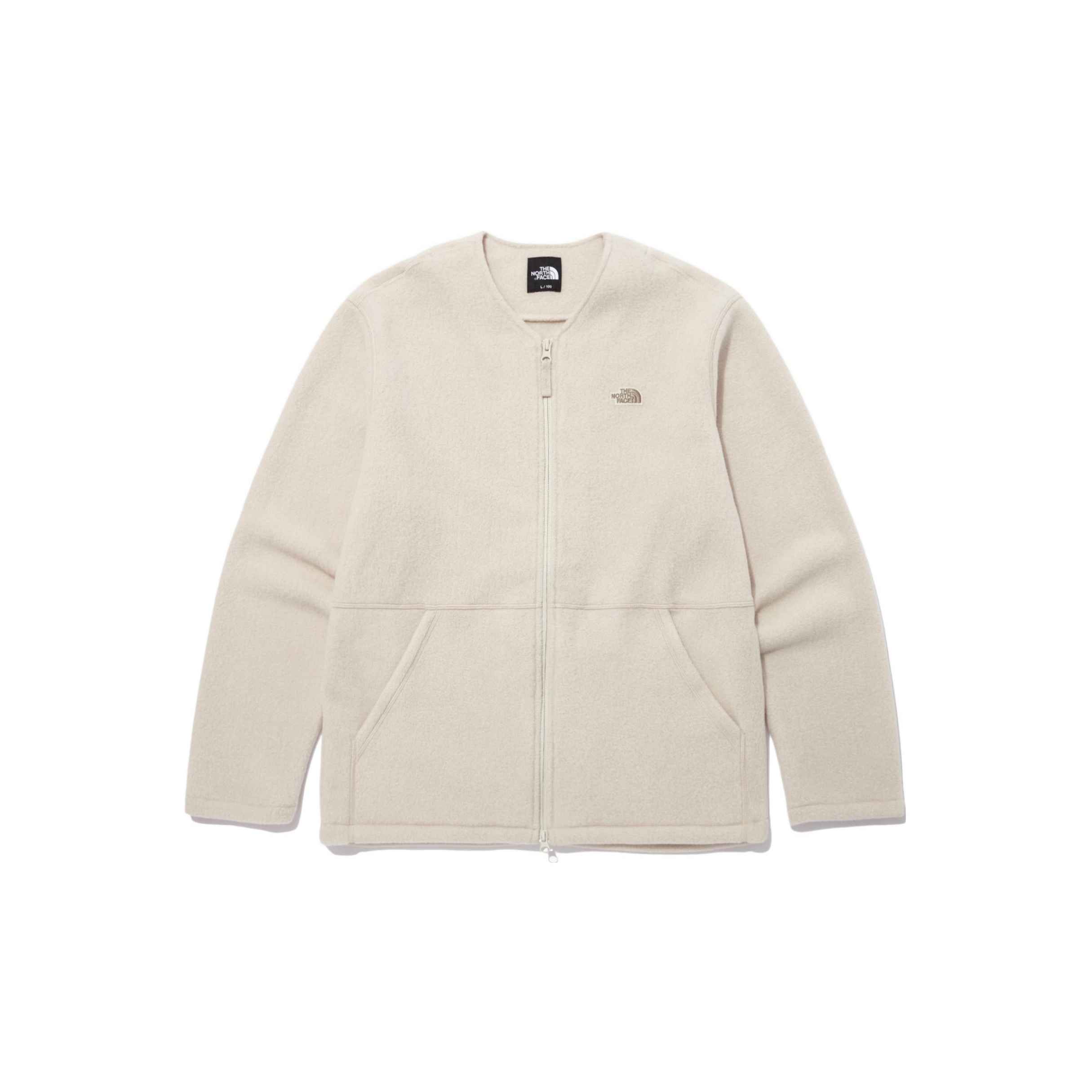 TNF Beige Solid Logo Patch Zip-Up Jacket NJ5JN62C