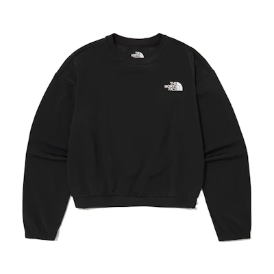TNF Black Crewneck Long Sleeve Sweatshirt with Logo NT7TP01J