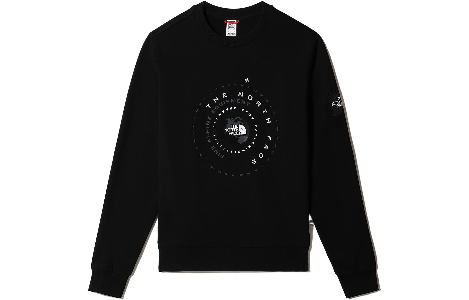 TNF Black Crewneck Sweatshirt with Circular Letter Print NF0A7R2M-JK3