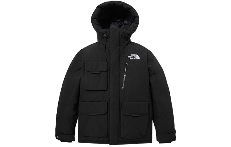 TNF Black Down-Filled Logo Hoodie Puffer Jacket Unisex Winter Wear NJ1DP66A