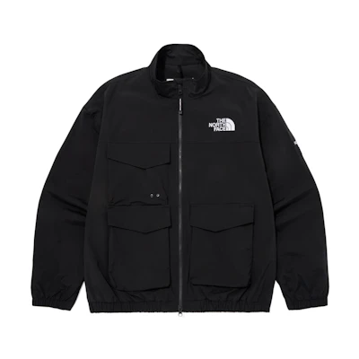 TNF Black Embroidered Logo Stand Collar Loose Zip Jacket Unisex NJ3BQ02J