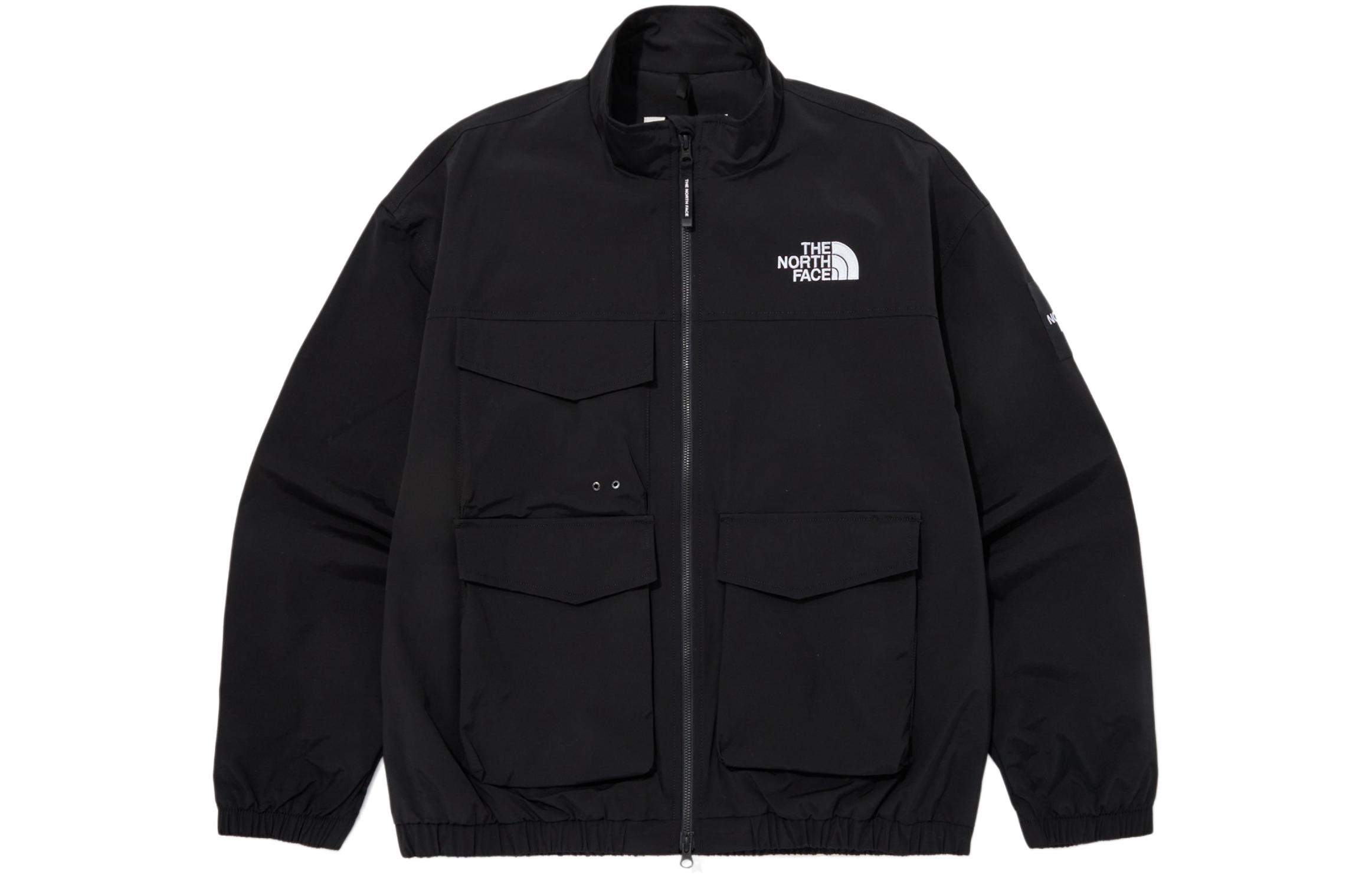 TNF Black Embroidered Logo Stand Collar Loose Zip Jacket Unisex NJ3BQ02J 圖 2