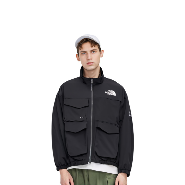 TNF Black Embroidered Logo Stand Collar Loose Zip Jacket Unisex NJ3BQ02J 圖 5