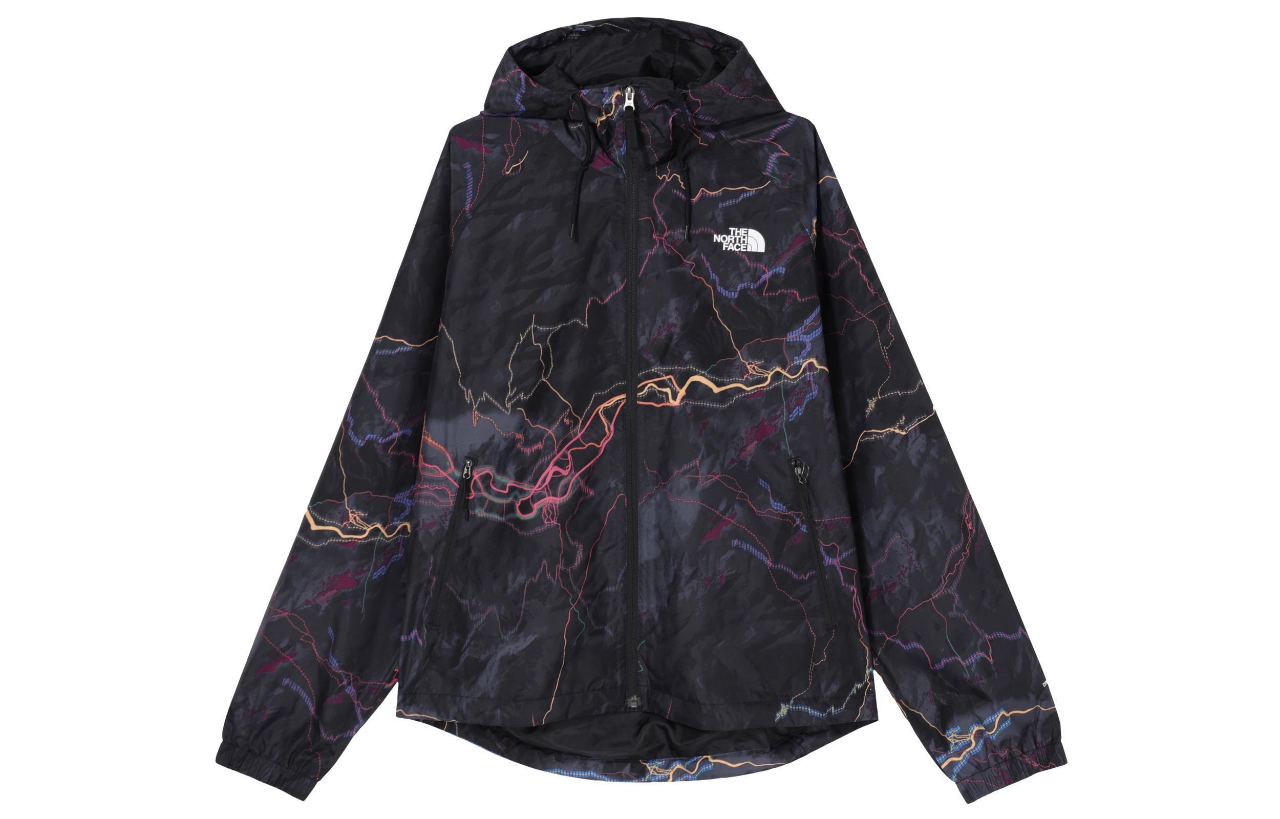 TNF Black Full-Print Waterproof Hooded Zip Jacket NF0A7ZYD-IRI