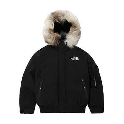TNF Black Fur Hooded Insulated Winter Jacket Unisex Short Length NJ1DM55J