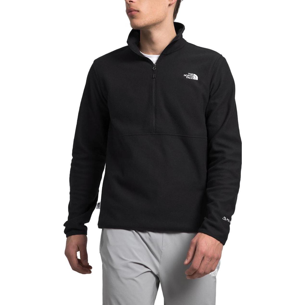 Lookbook The North Face 黑色半拉鍊印Logo套頭衫 NF0A7ZX7-JK3