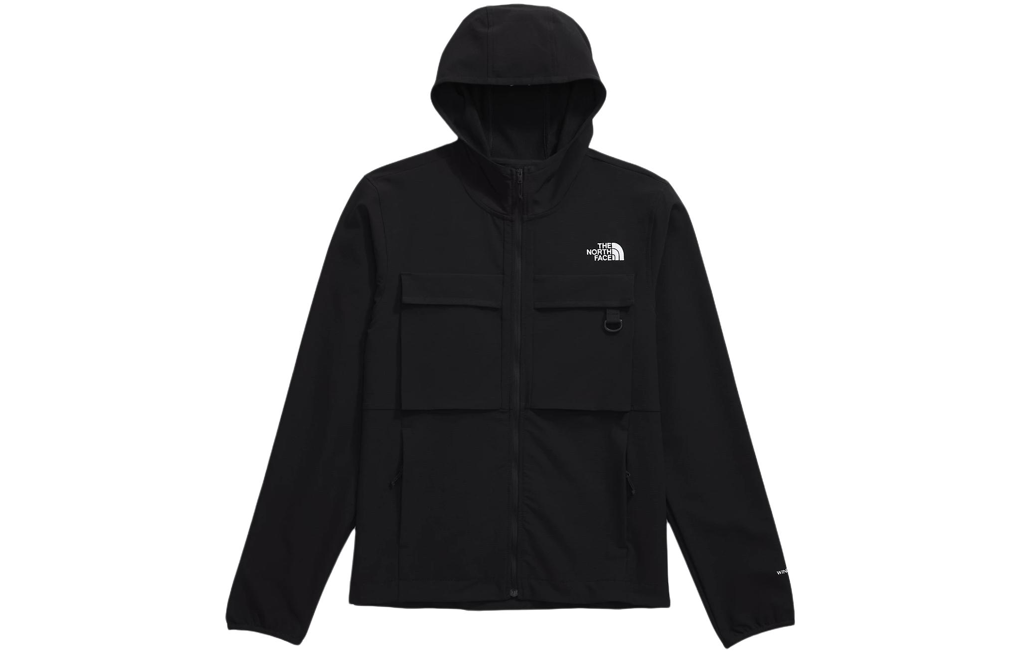 TNF Black Hooded Outdoor Utility Multi-Pocket Zip Jacket NF0A86NV-JK3