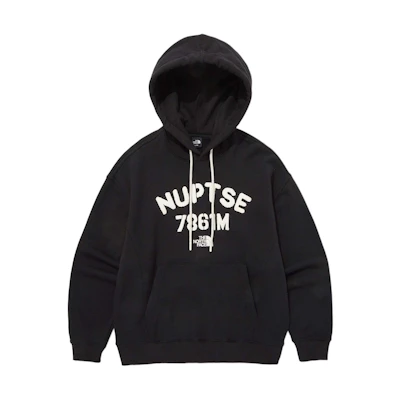 TNF Black Hoodie with Letter Print and Slim Fit Design NM5PQ03B