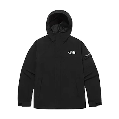 TNF Black Logo Embroidered Hooded Waterproof Jacket Unisex Black NJ3BM53A