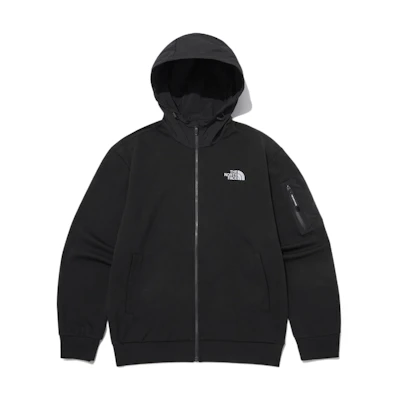 TNF Black Logo Embroidered Hoodie Jacket with Multi-Pockets NJ5JP02A
