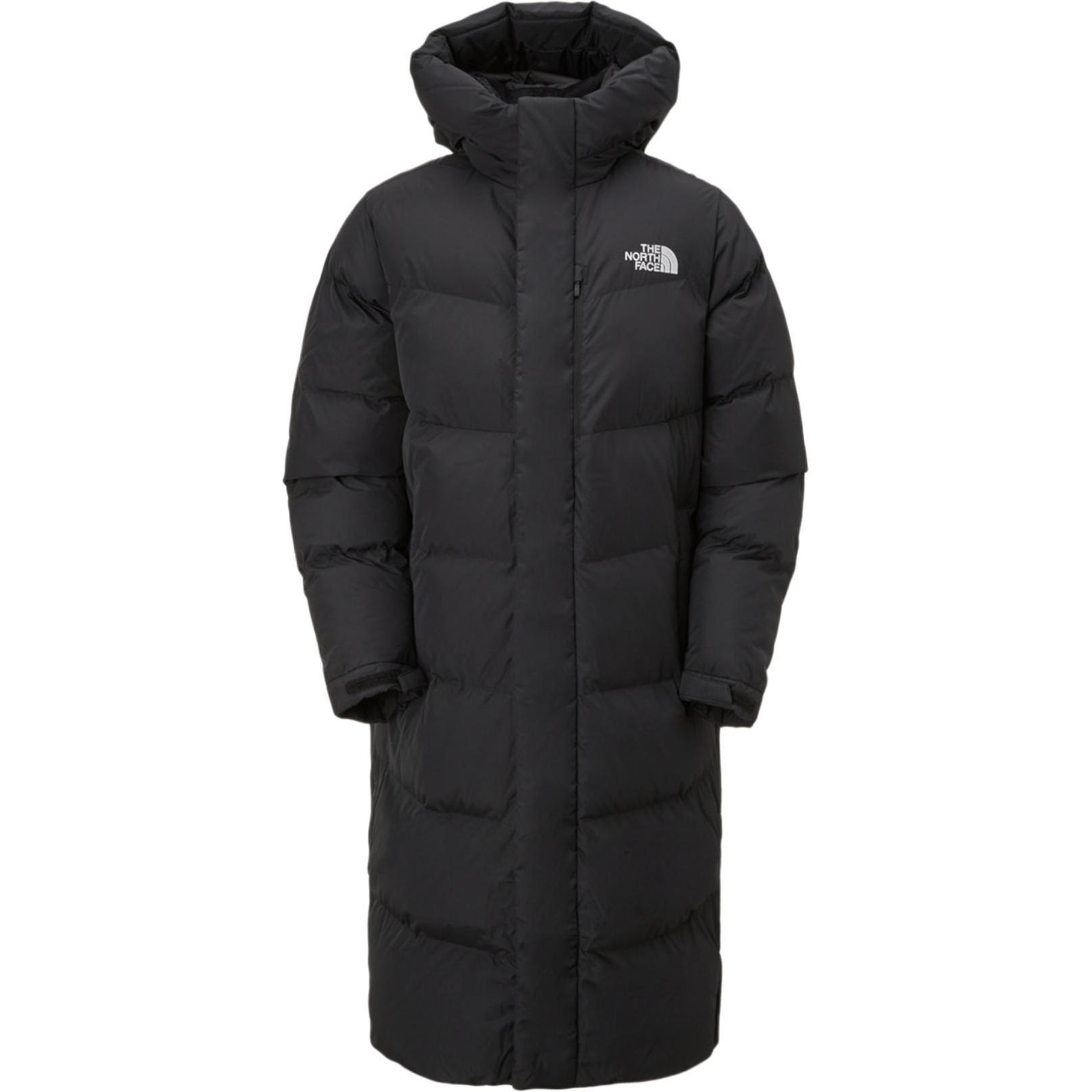 TNF Black Logo Embroidered Zip-Up Hooded Long Jacket NC3NP52J